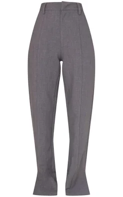 Outlet PrettyLittleThing Wide Leg Split Hem Pants Charcoal