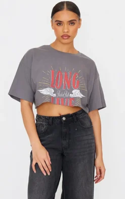 PrettyLittleThing T-Shirts*World Tour Angel Wing Crop T Shirt