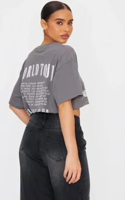 PrettyLittleThing T-Shirts*World Tour Angel Wing Crop T Shirt
