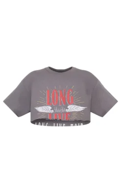 PrettyLittleThing T-Shirts*World Tour Angel Wing Crop T Shirt