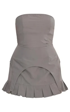 Woven Stirrup Pleated Bodycon Dress-PrettyLittleThing Discount