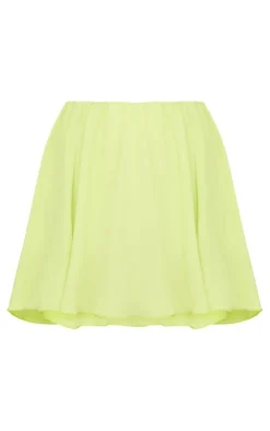 New PrettyLittleThing Chiffon Floaty Skirt Chartreuse