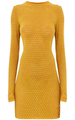 Embellished Mesh Bodycon Dress-PrettyLittleThing Sale