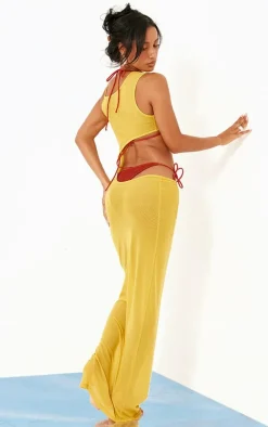 Chartreuse Mesh Cut Out Maxi Beach Dress