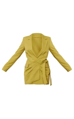 Plunge Tie Blazer Dress-PrettyLittleThing Clearance