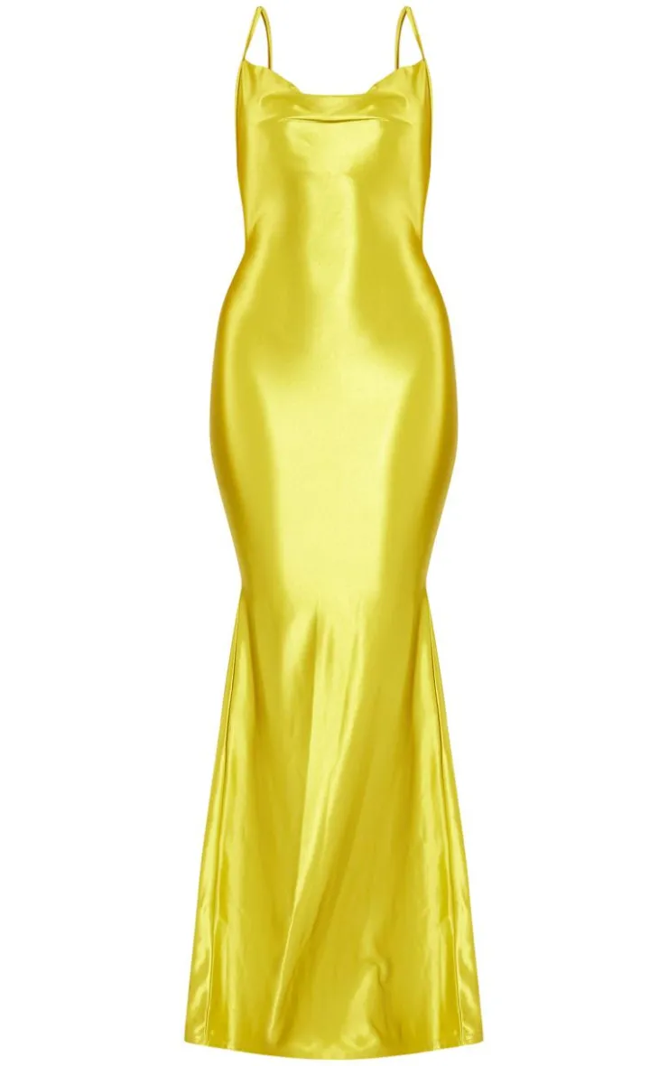 Stretch Satin Cowl Neck Low Back Maxi Dress-PrettyLittleThing Outlet