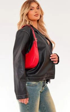 PrettyLittleThing Shoulder Bags*Curved PU Shoulder Bag