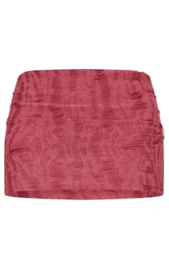 Clearance PrettyLittleThing Distressed Asymmetric Micro Mini Skirt Cherry Red
