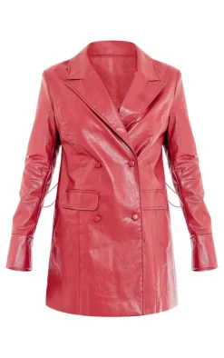 Faux Leather Oversized Blazer Dress-PrettyLittleThing Sale