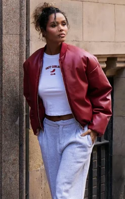 PrettyLittleThing Puffer Jackets*Faux Leather Oversized Bomber Jacket