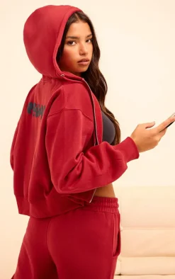 Cherry Red PLT Studio Archive Puff Print Zip Up Jacket
