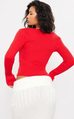 PrettyLittleThing Knitted Tops*Rib Knit O Ring Long Sleeve Top
