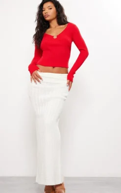 PrettyLittleThing Knitted Tops*Rib Knit O Ring Long Sleeve Top