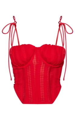 PrettyLittleThing Corsets*Sheer Woven Tie Corset Top