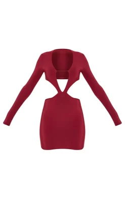 Slinky Cut Out Bust Detail Long Sleeve Bodycon Dress-PrettyLittleThing Discount