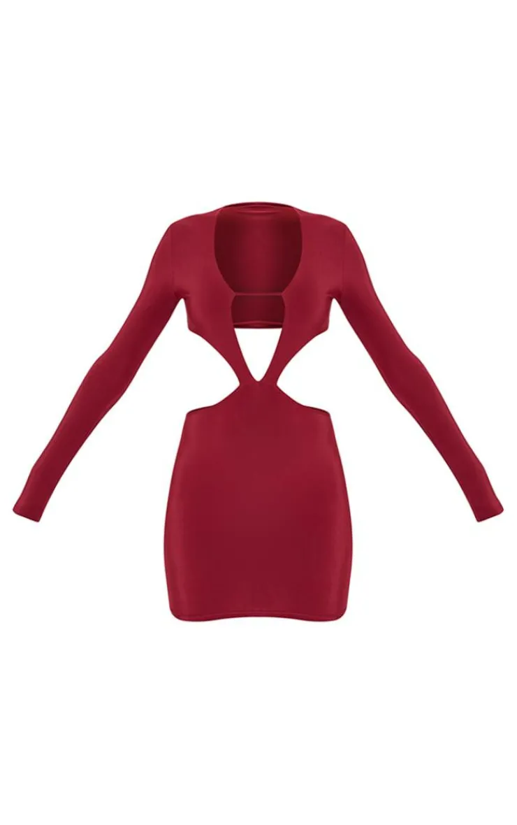 Slinky Cut Out Bust Detail Long Sleeve Bodycon Dress-PrettyLittleThing Discount