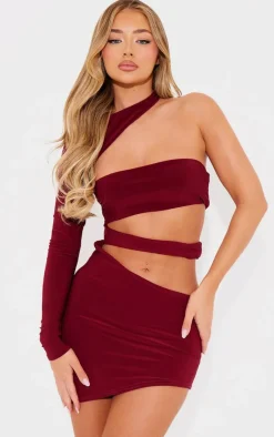 Slinky One Shoulder Cut Out Mini Dress-PrettyLittleThing Hot
