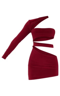 Slinky One Shoulder Cut Out Mini Dress-PrettyLittleThing Hot
