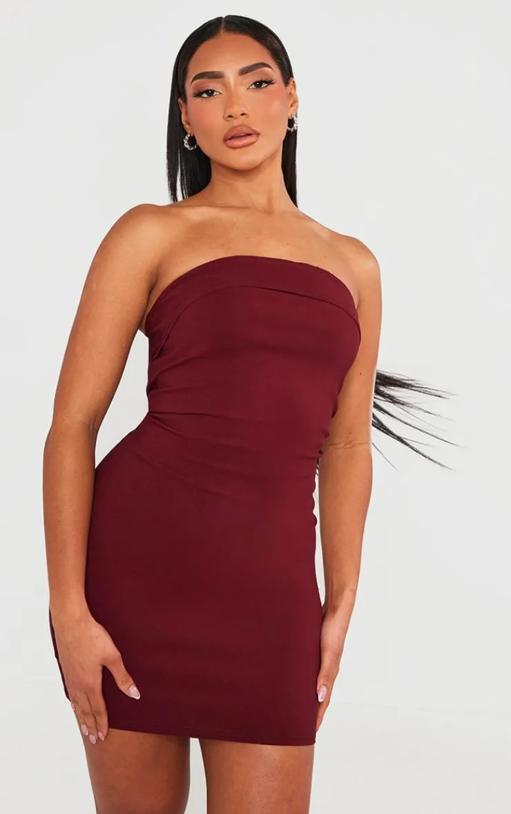 Stretch Woven Bandeau Fold Over Detail Bodycon Dress-PrettyLittleThing Hot