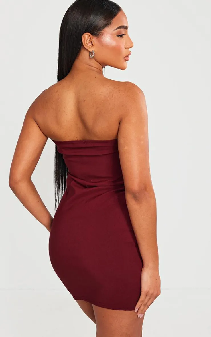 Stretch Woven Bandeau Fold Over Detail Bodycon Dress-PrettyLittleThing Hot