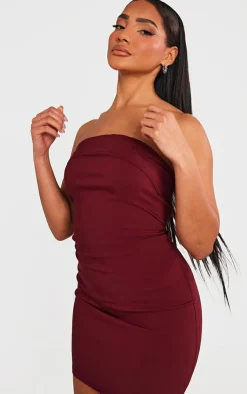Stretch Woven Bandeau Fold Over Detail Bodycon Dress-PrettyLittleThing Hot