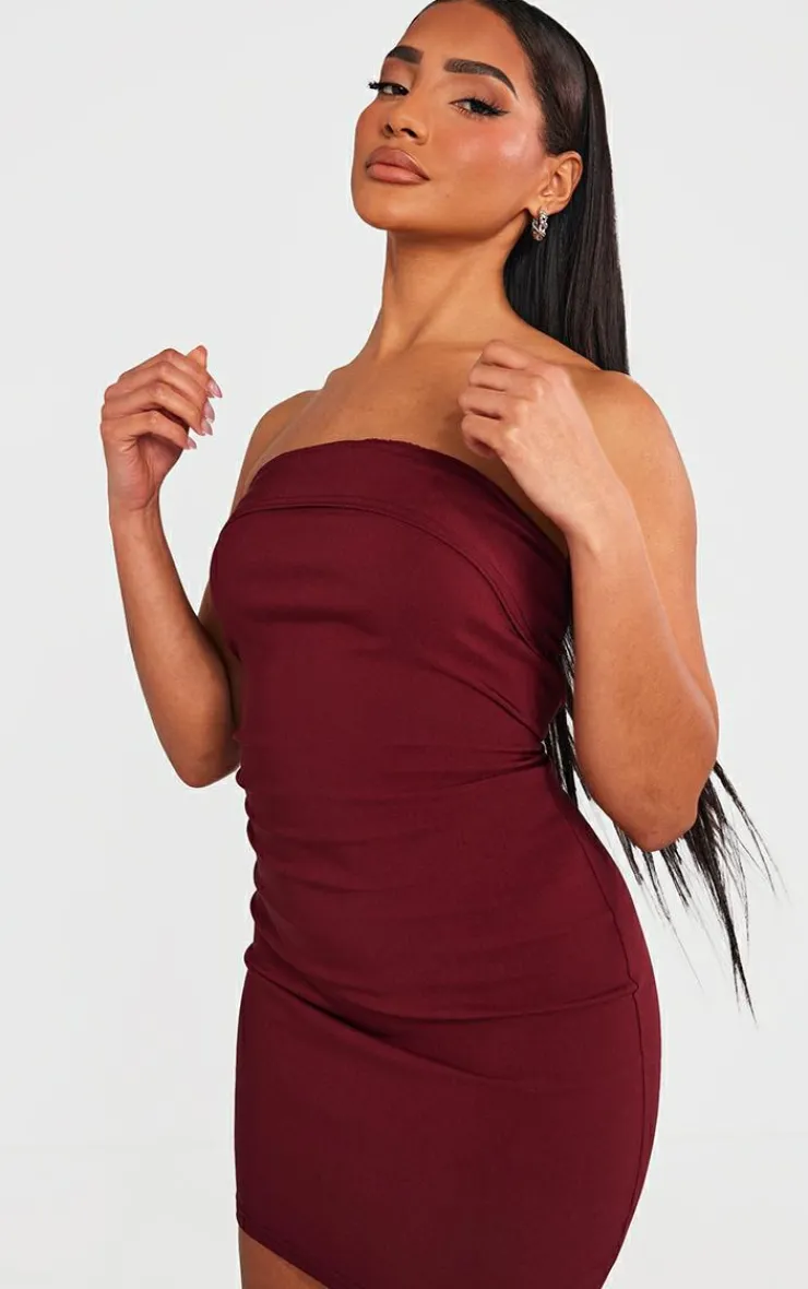 Stretch Woven Bandeau Fold Over Detail Bodycon Dress-PrettyLittleThing Hot