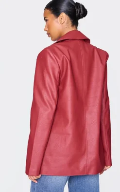 PrettyLittleThing Faux Leather Jackets*Textured Faux Leather Blazer