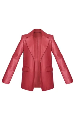 PrettyLittleThing Faux Leather Jackets*Textured Faux Leather Blazer