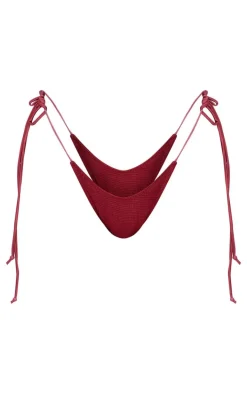 Cherry Red Textured Micro Bikini Bottoms