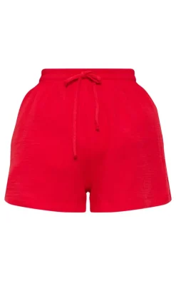 Sale PrettyLittleThing Woven Floaty Shorts Cherry Red