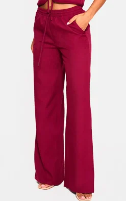 Outlet PrettyLittleThing Woven Mid Rise Wide Leg Pants Cherry Red