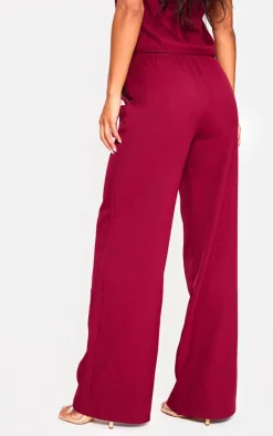 Outlet PrettyLittleThing Woven Mid Rise Wide Leg Pants Cherry Red