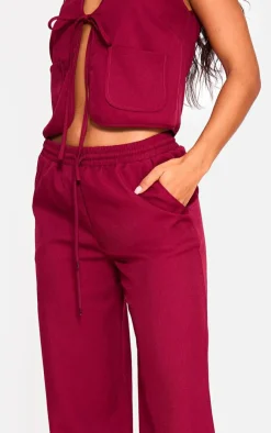 Outlet PrettyLittleThing Woven Mid Rise Wide Leg Pants Cherry Red