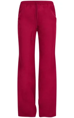 Outlet PrettyLittleThing Woven Mid Rise Wide Leg Pants Cherry Red