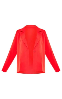 Discount PrettyLittleThing Woven Oversized Suit Jacket Cherry Red