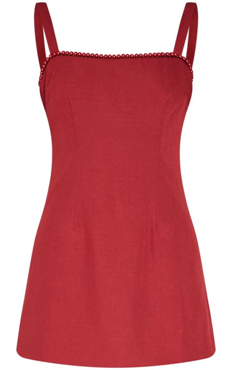 Woven Pearl Mini Dress-PrettyLittleThing Outlet