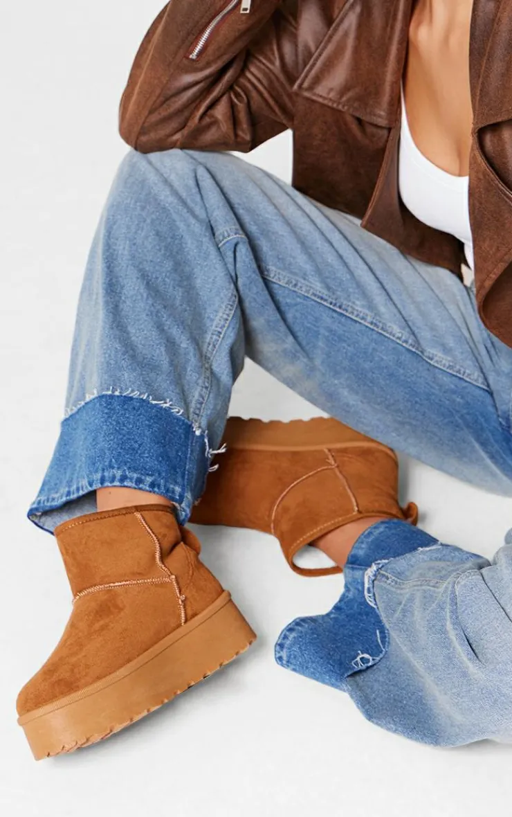 PrettyLittleThing Platforms*Faux Suede Cleated Ankle Platform Boots