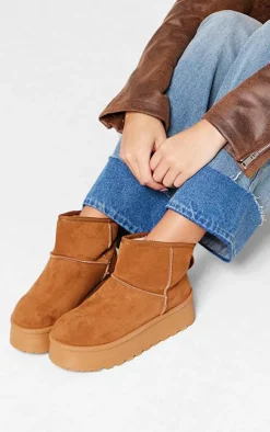 PrettyLittleThing Platforms*Faux Suede Cleated Ankle Platform Boots