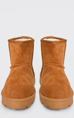 PrettyLittleThing Ankle Boots*Chestnut Faux Suede Cleated Ankle Boots