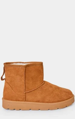PrettyLittleThing Ankle Boots*Chestnut Faux Suede Cleated Ankle Boots