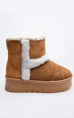 PrettyLittleThing Ankle Boots*Round Toe Faux Fur Ankle Boots
