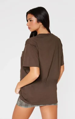 PrettyLittleThing T-Shirts*Chocolate Amalfi Oversized T Shirt