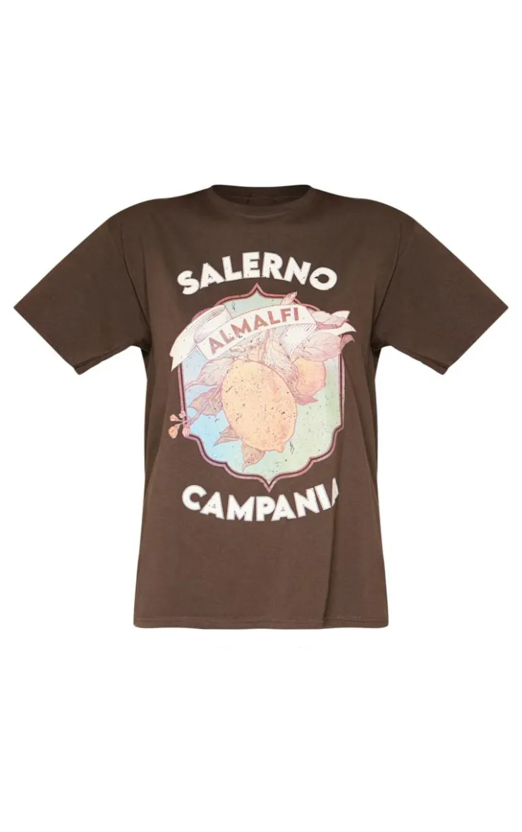 PrettyLittleThing T-Shirts*Chocolate Amalfi Oversized T Shirt