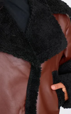 PrettyLittleThing Faux Leather Jackets*And Black Borg Trim Faux Leather Coat