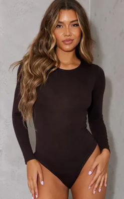 PrettyLittleThing Basic Tops*Basic Long Sleeve Crew Neck Bodysuit