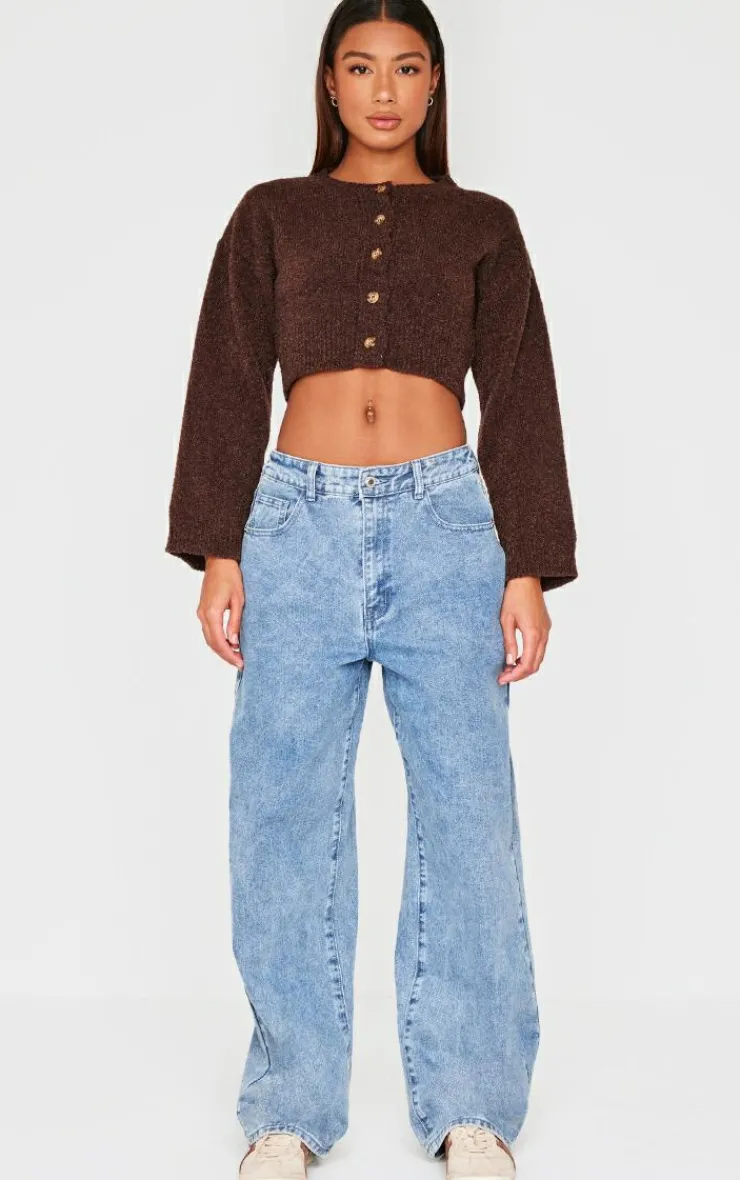 PrettyLittleThing Cardigans*Boucle Knit Button Through Cropped Cardigan