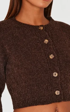 PrettyLittleThing Cardigans*Boucle Knit Button Through Cropped Cardigan