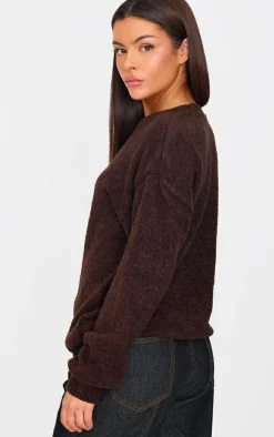 PrettyLittleThing Sweaters*Chocolate Boucle Knit Oversized Sweater