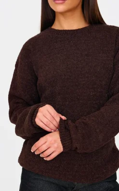 PrettyLittleThing Sweaters*Chocolate Boucle Knit Oversized Sweater