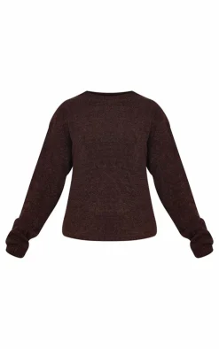 PrettyLittleThing Sweaters*Chocolate Boucle Knit Oversized Sweater